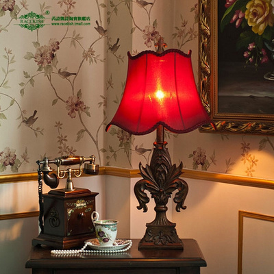 芮诗凯诗新品 欧式复古树脂台灯点亮红色浪漫